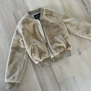 LIGHT BROWN FAUX FUR JACKET | SMALL